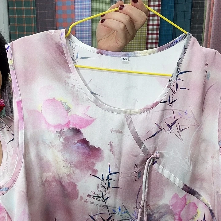 棉莫代尔纤维醋酸睡裙大码国锋粉竹130到160