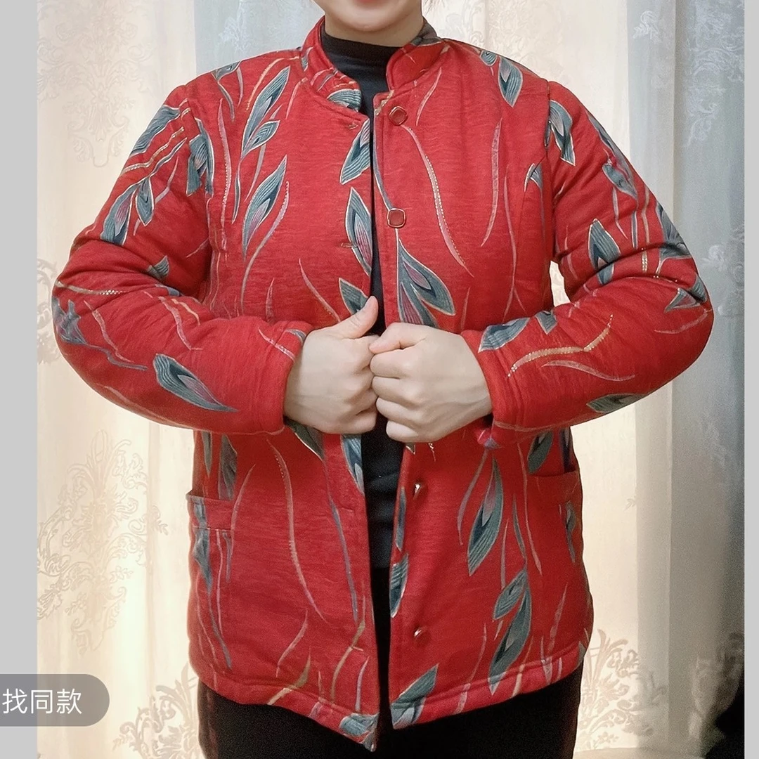 【综合链接】妈妈装加绒加厚碎花棉袄冬季保暖宽松洋气老太太棉衣