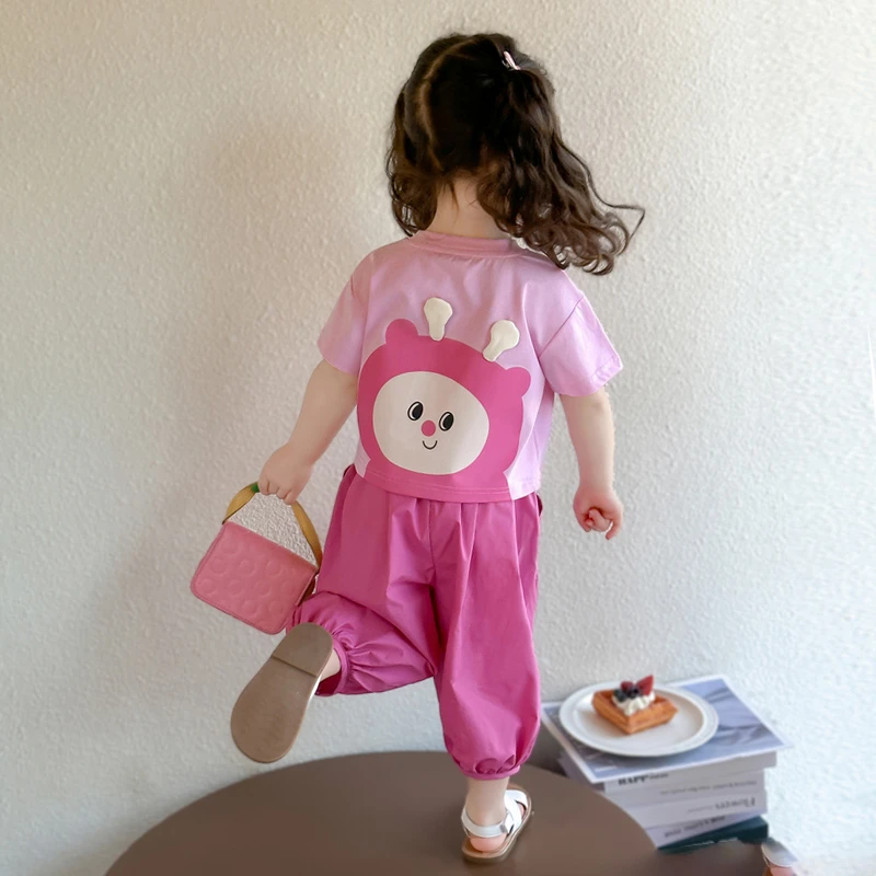 女童洋气宽松休闲薄款防蚊裤套装儿童2025新款时髦宝宝夏日两件套