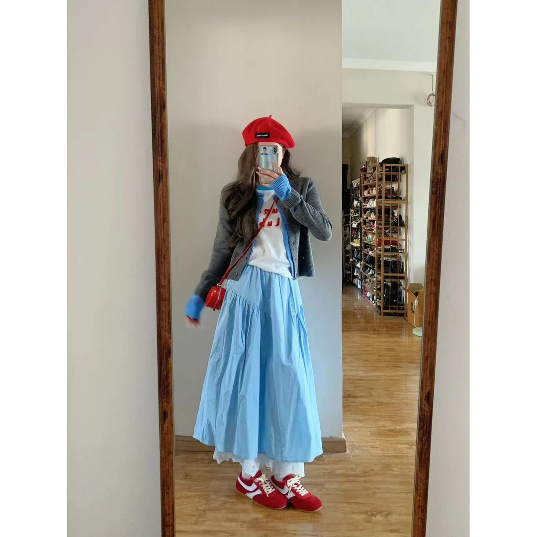 依二一大码法式真两件+半身连衣裙子三件套7010