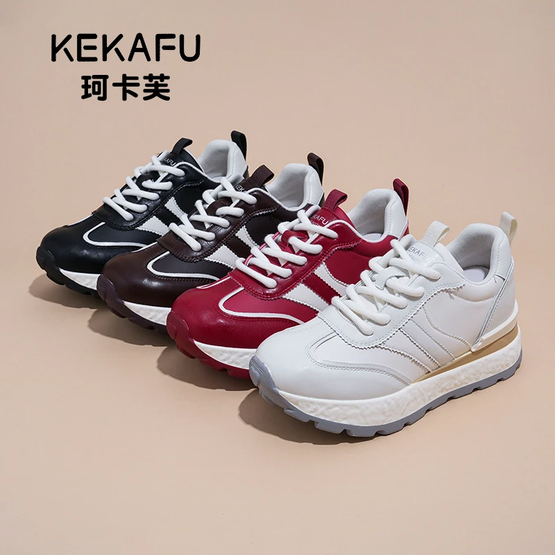 KEKAFU/珂卡芙2025新款【增高7cm】透气舒适百搭时尚女阿甘鞋真皮
