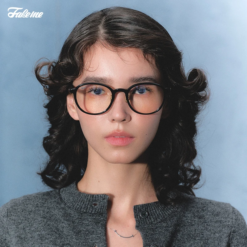 Fakeme（达人专属）质感板材圆框复古雅丹风素颜泡芙镜光学镜 bijou