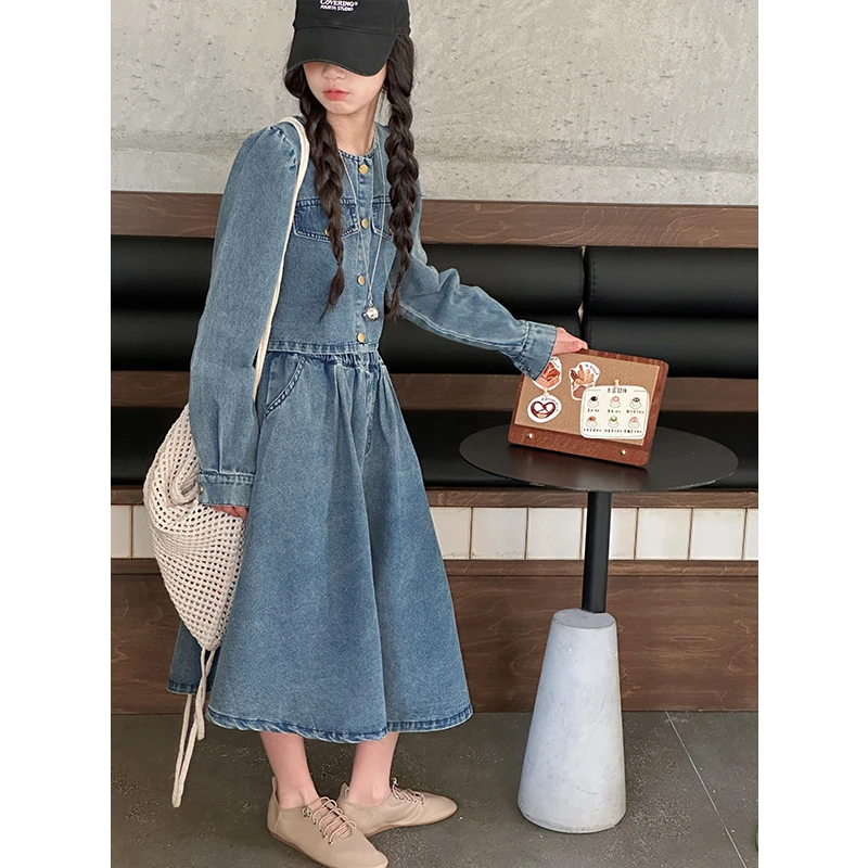 k24718复古女童牛仔裙套装2025新款春装儿童春秋两件套衣服休闲潮