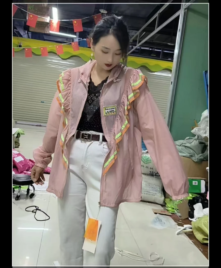 花边外套防晒衣时尚休闲夏季透气薄款连帽轻薄上衣女外套8060#