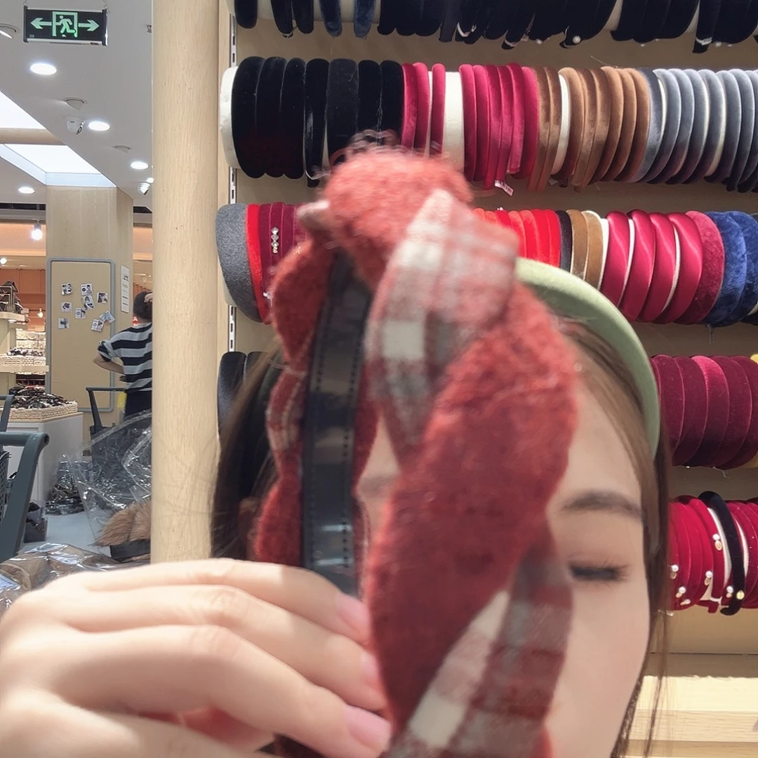 皮质铁合金红色麻花发箍