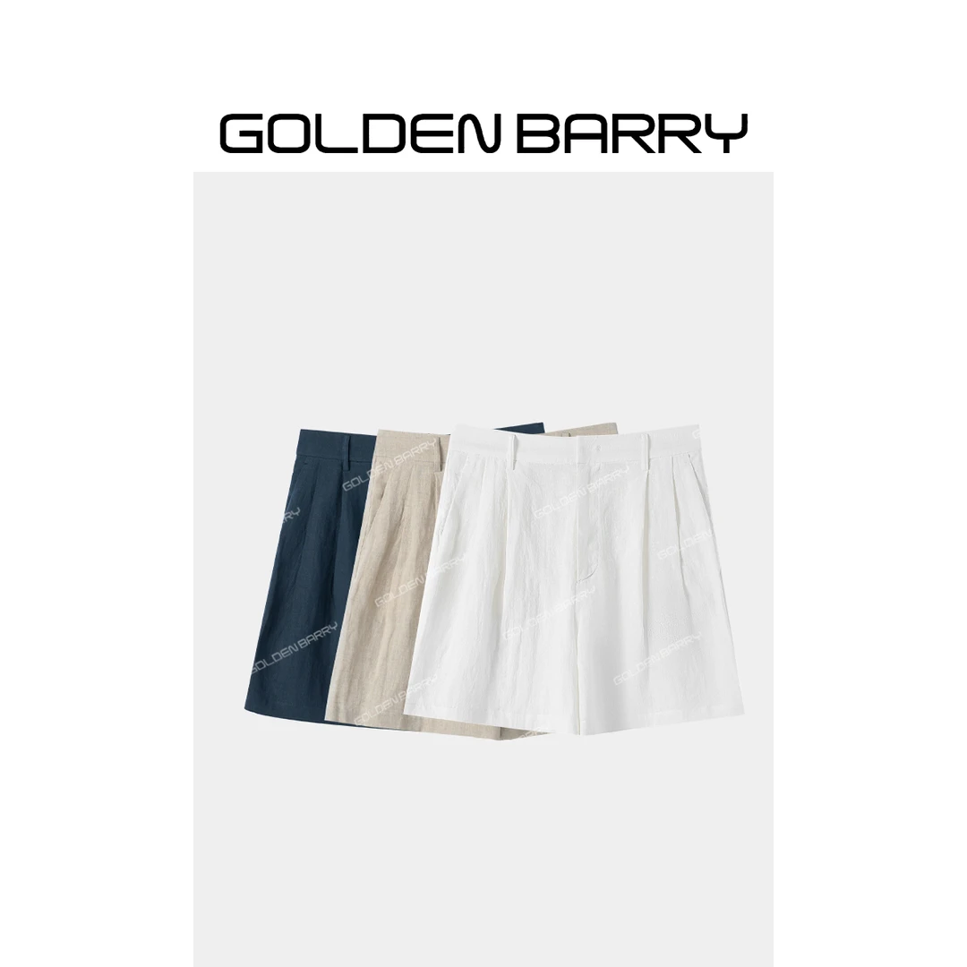 GOLDENBARRY|561093时尚亚麻百慕大短裤