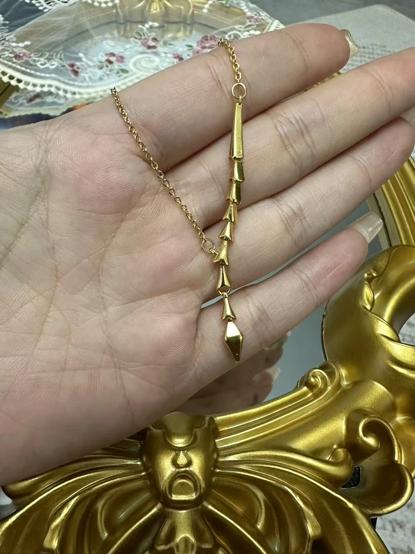 铜合金项链 节节高/小众设计款款金色复古项链#119