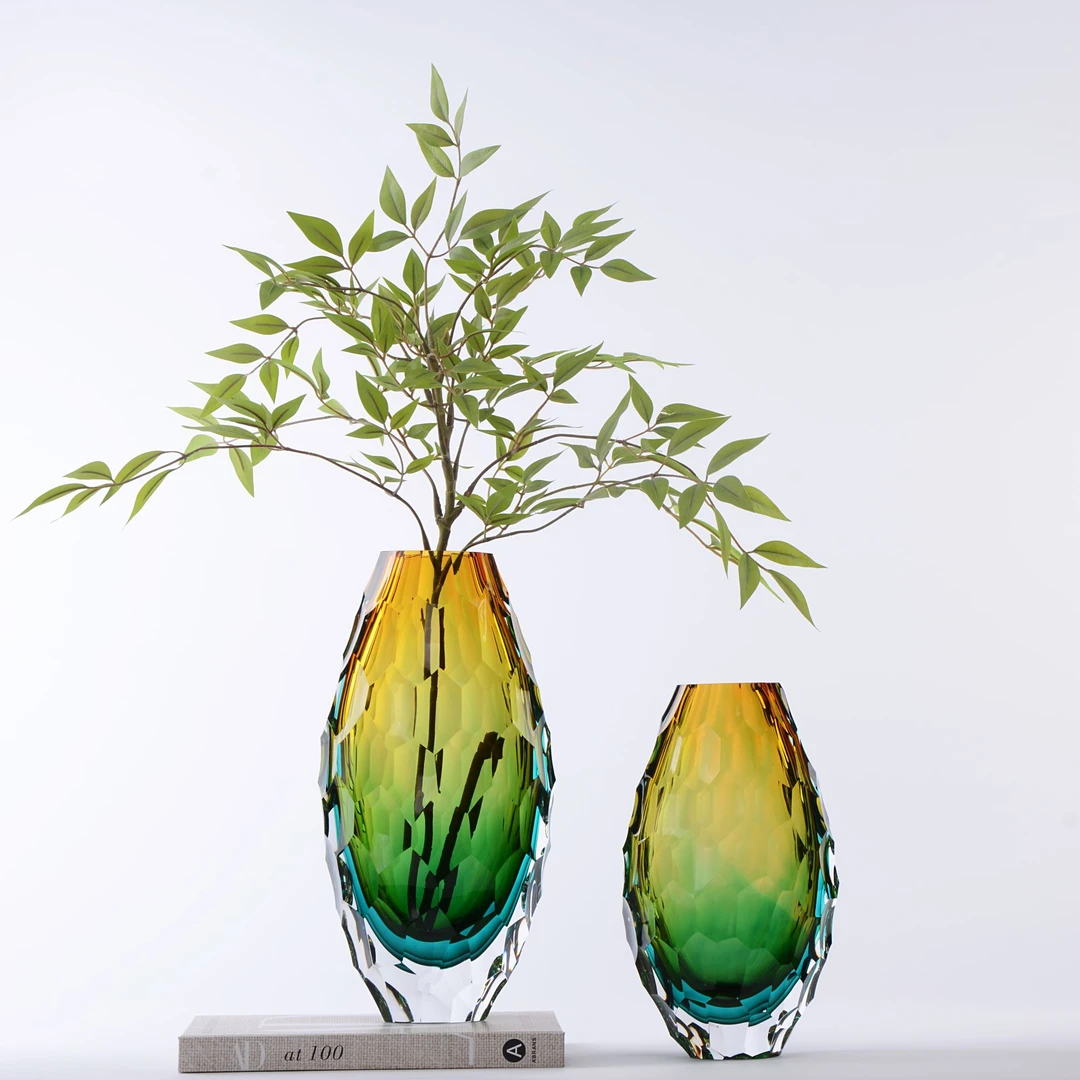 品一轩琉璃【凹面扁花器】轻奢极简高级感琉璃花瓶