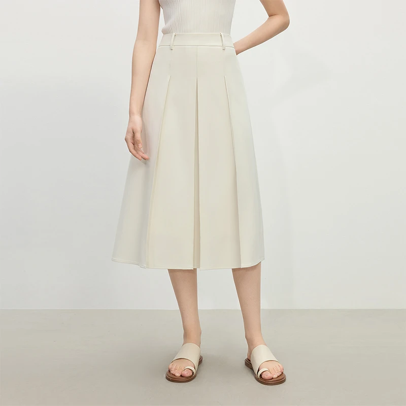 范思蓝恩千金风百褶A字半身裙夏季2025新款气质通勤裙子25FS12279