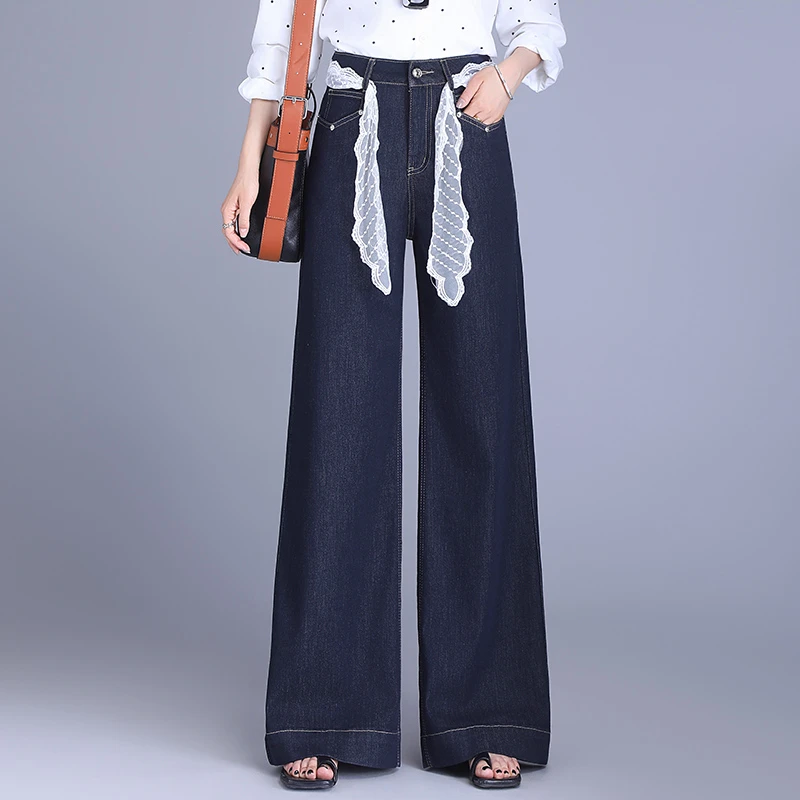 轻奢品牌2025春季新款高腰显瘦时尚休闲复古宽松女士大阔腿牛仔裤