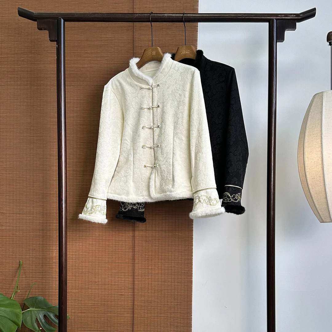【253571】卷草纹 新中式国风 加绒打底外套