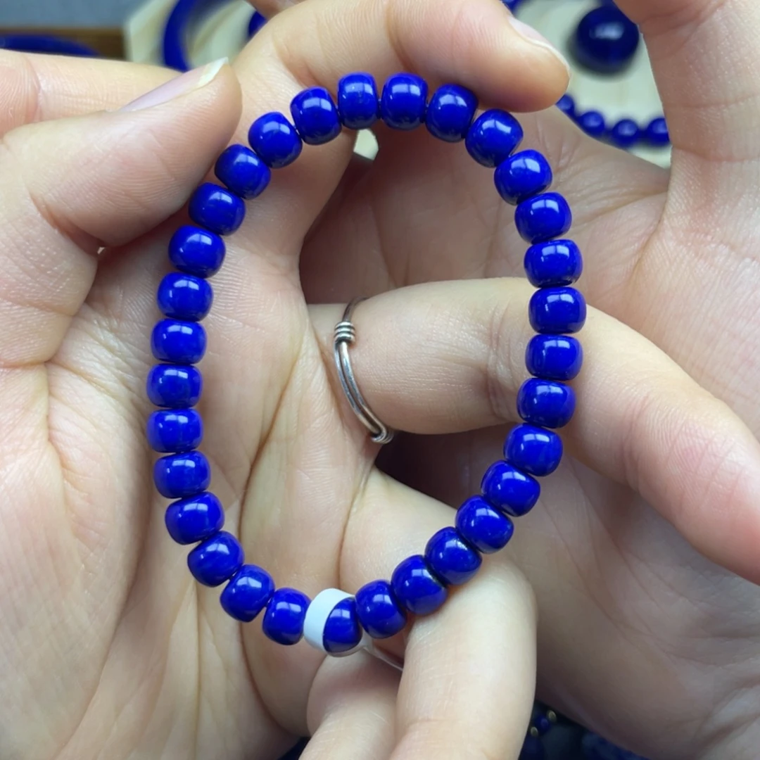 青金石未镶嵌老型手串7+