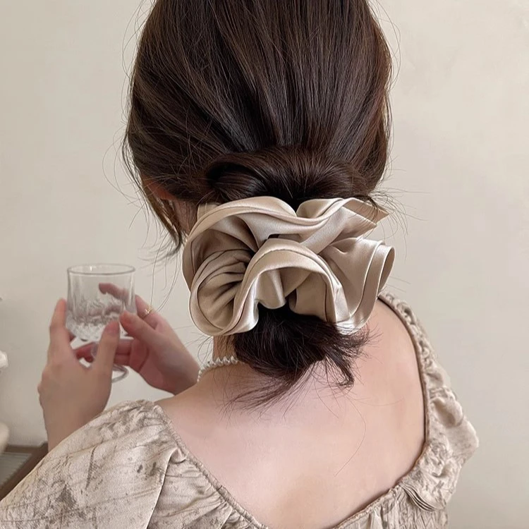 法式高级感大肠发圈ins木耳边花苞扎头发绳马尾大肠圈气质头饰品