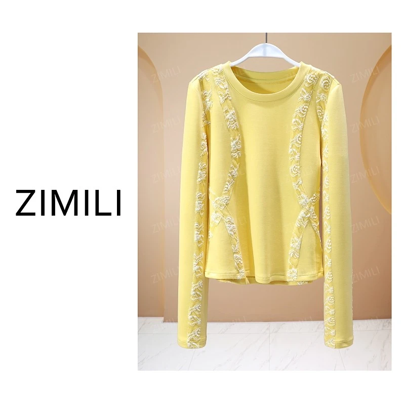 【亮哥女装】2025秋冬新品《云纹系列》黄色高弹显瘦打底上衣26190-B5