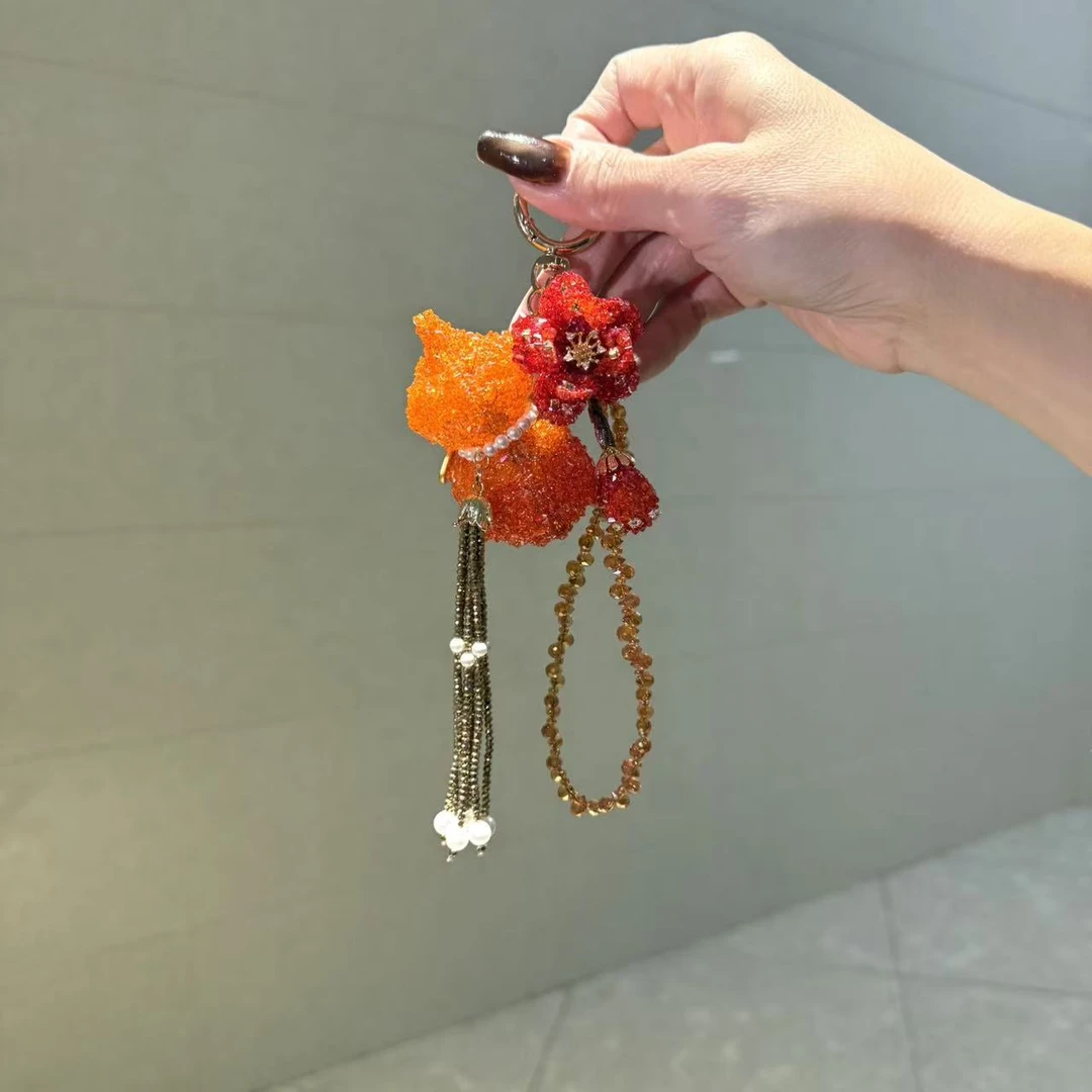 非金属合成锆石吊坠 【莫奈海之星】花开福芦包挂钥匙扣设计优雅款