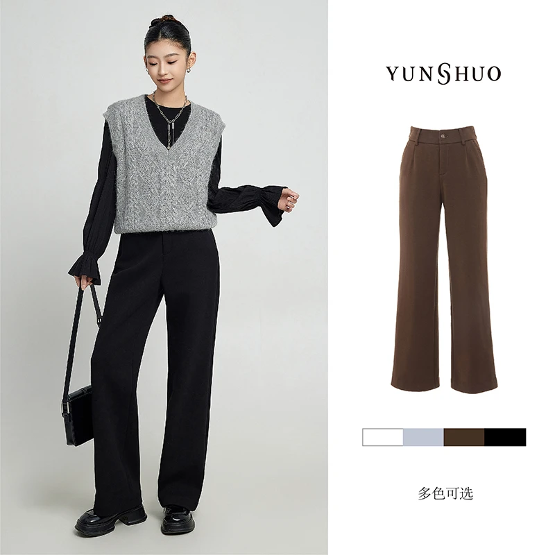 允硕春秋新品休闲时尚舒适遮胯阔腿裤高腰显瘦宽松直筒裤子199869