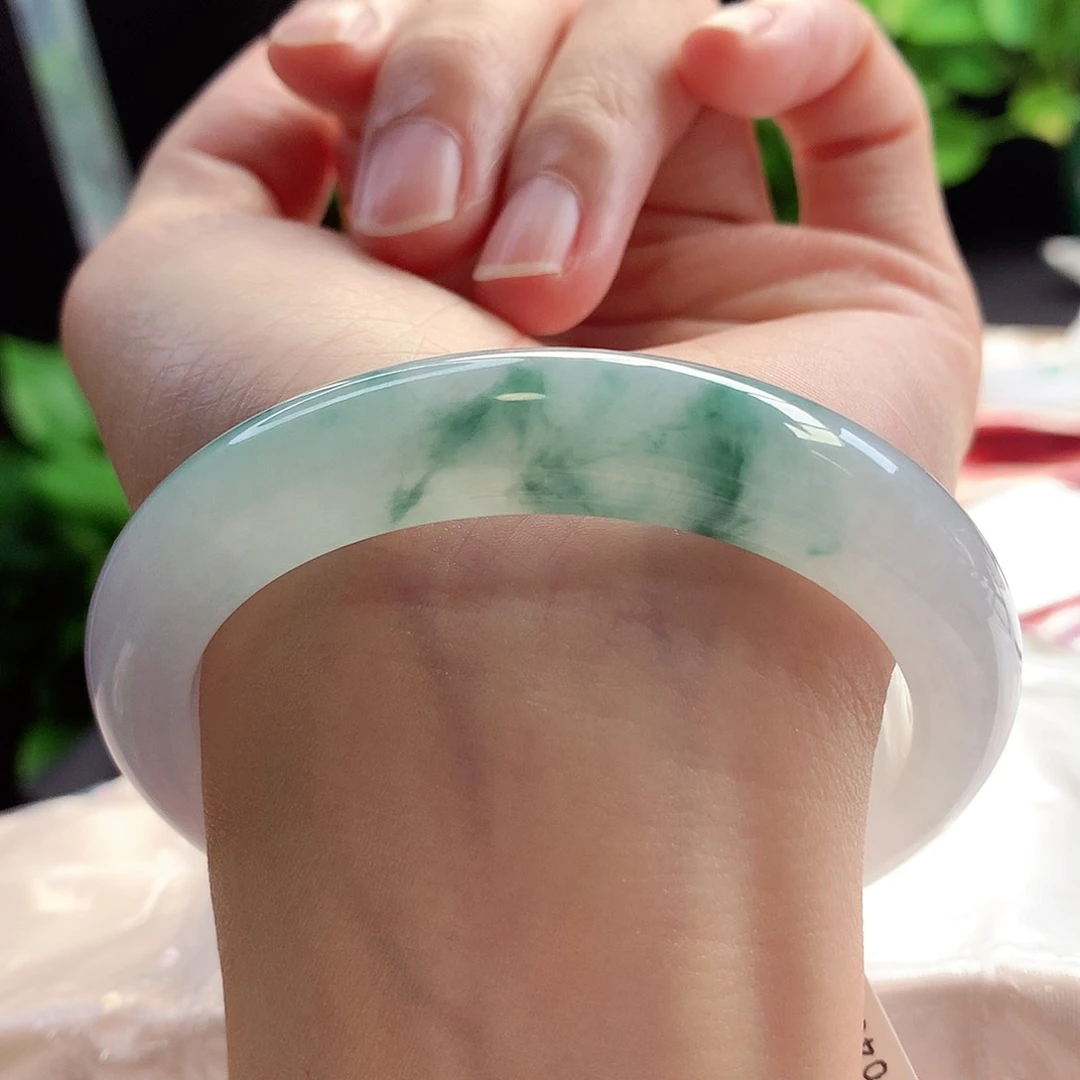 未镶嵌手镯翡翠56圈口荔枝冻飘花小万战斗机3号