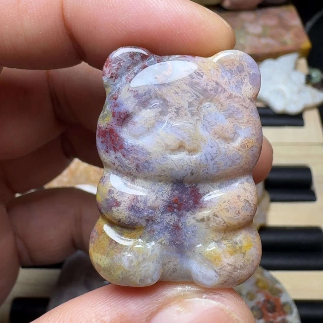 未镶嵌纯天然色有机玉石保真色硅化玉