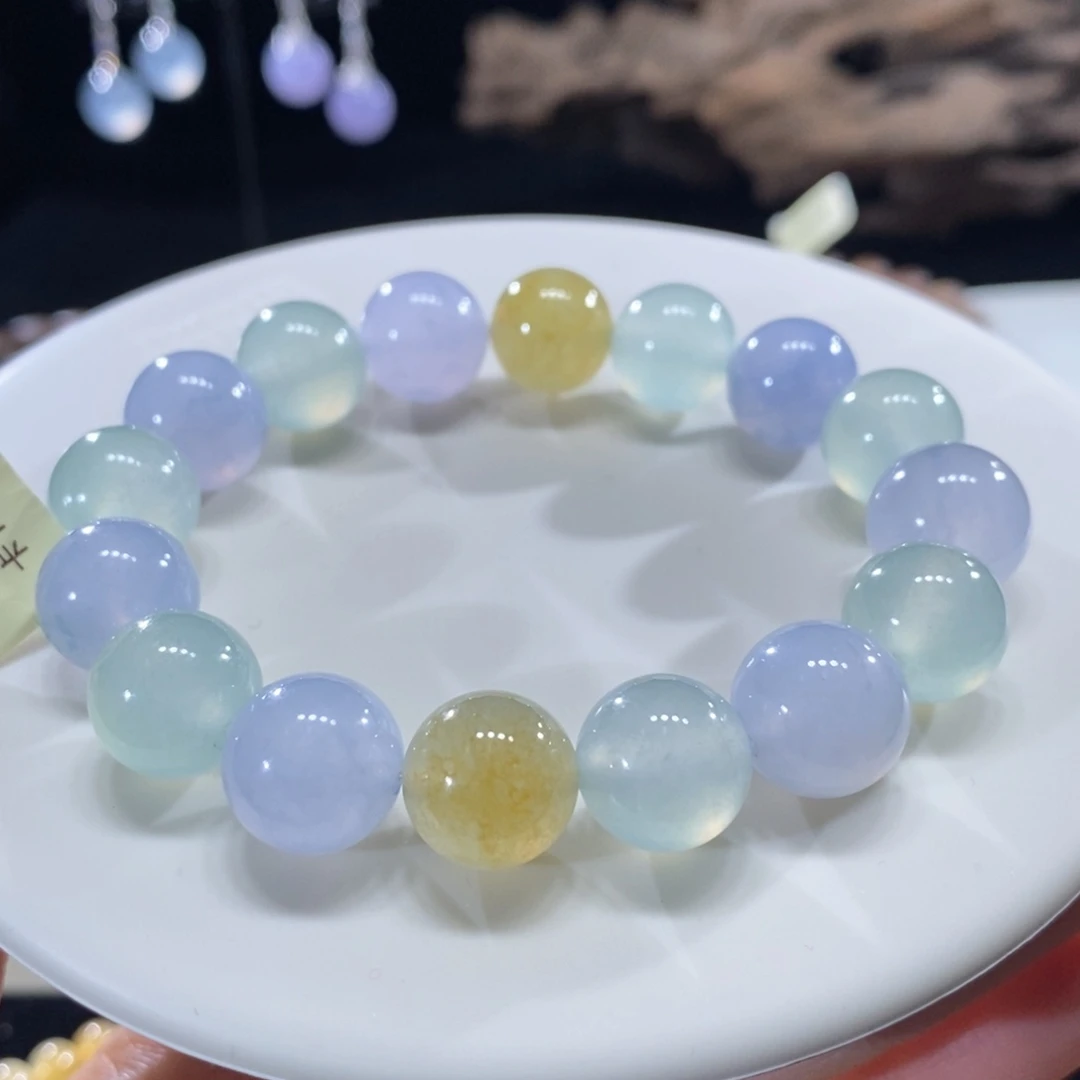 翡翠未镶嵌颈饰翡翠碧海蓝天手串12mm