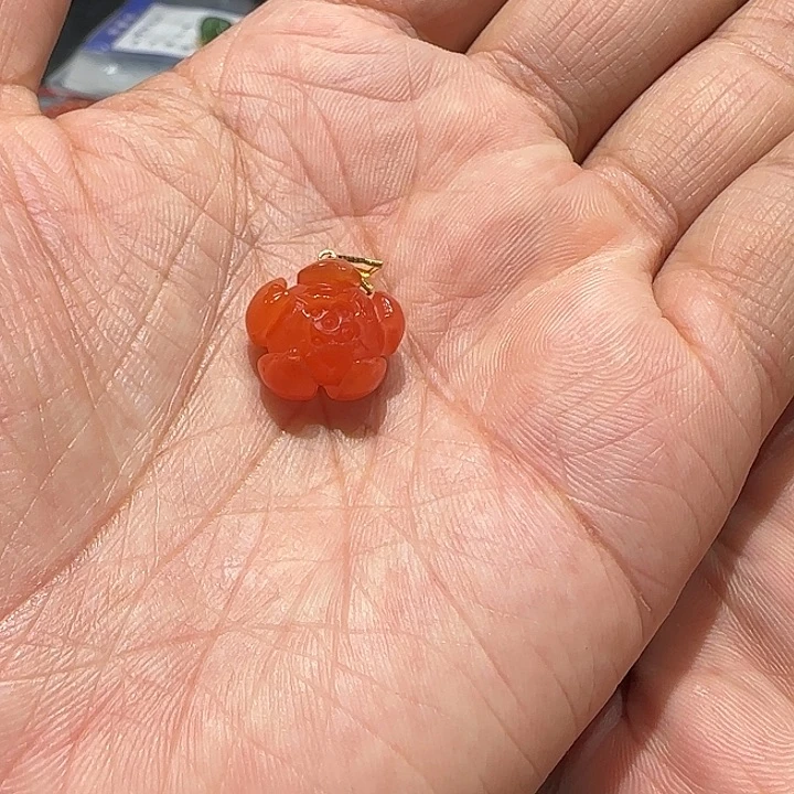 南红玛瑙18K金镶嵌颈饰