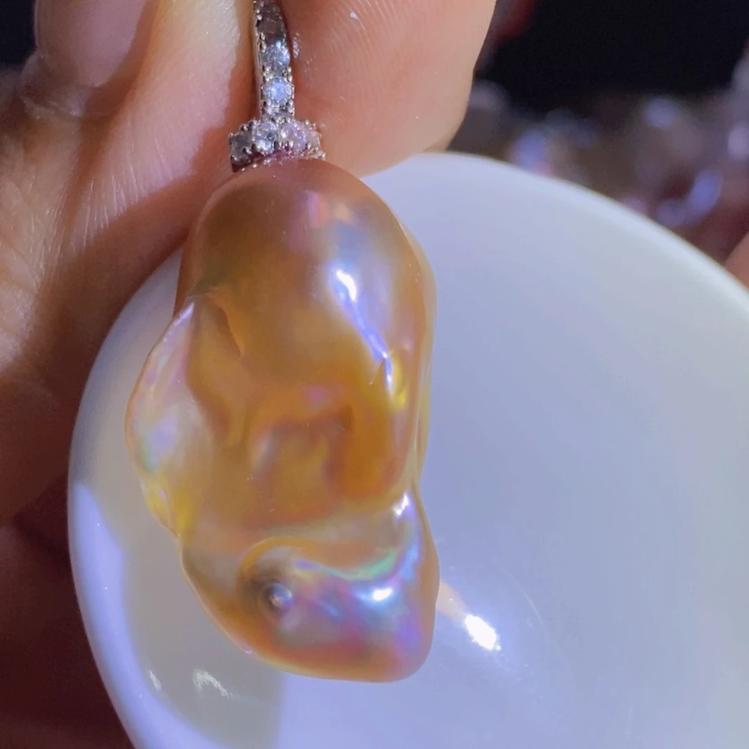 银S925镶嵌淡水珍珠微瑕