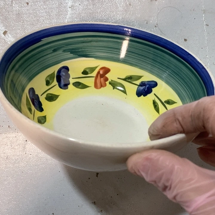 瓷片磁州窑手绘釉下彩碗口径15厘米高度6.5厘米