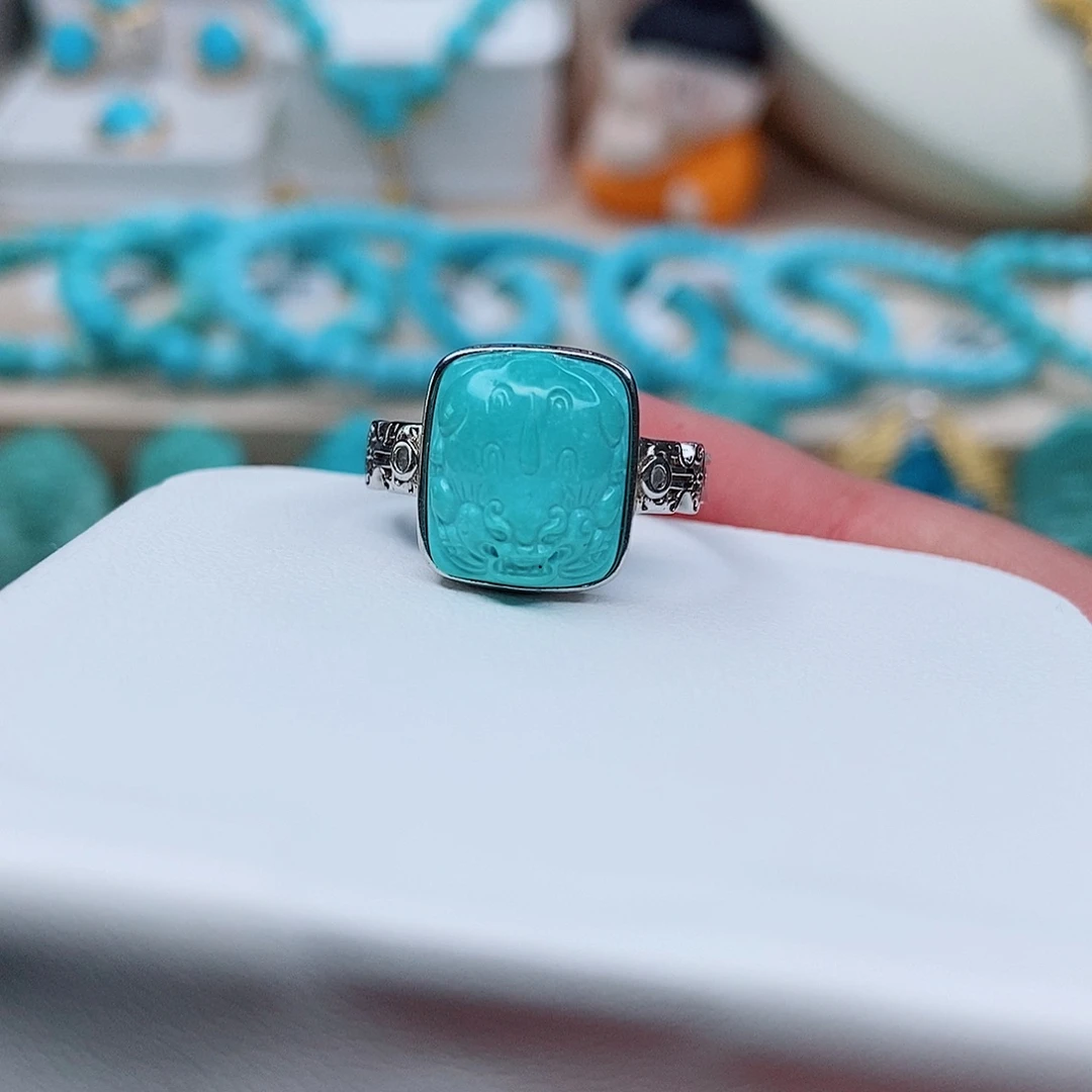 绿松石戒指银S925镶嵌
