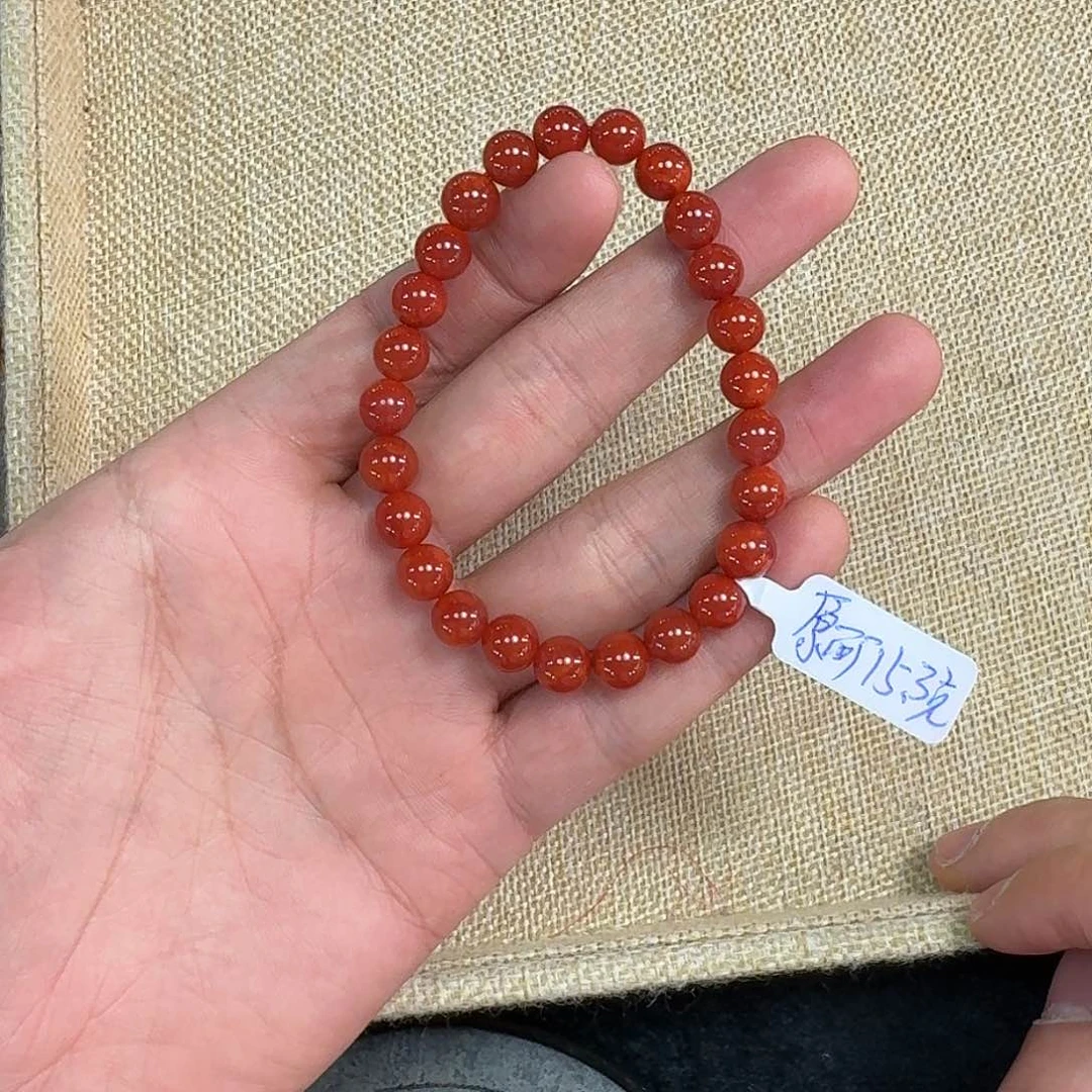 南红玛瑙手链未镶嵌原矿南红手串7mm➕玫瑰锦火焰纹