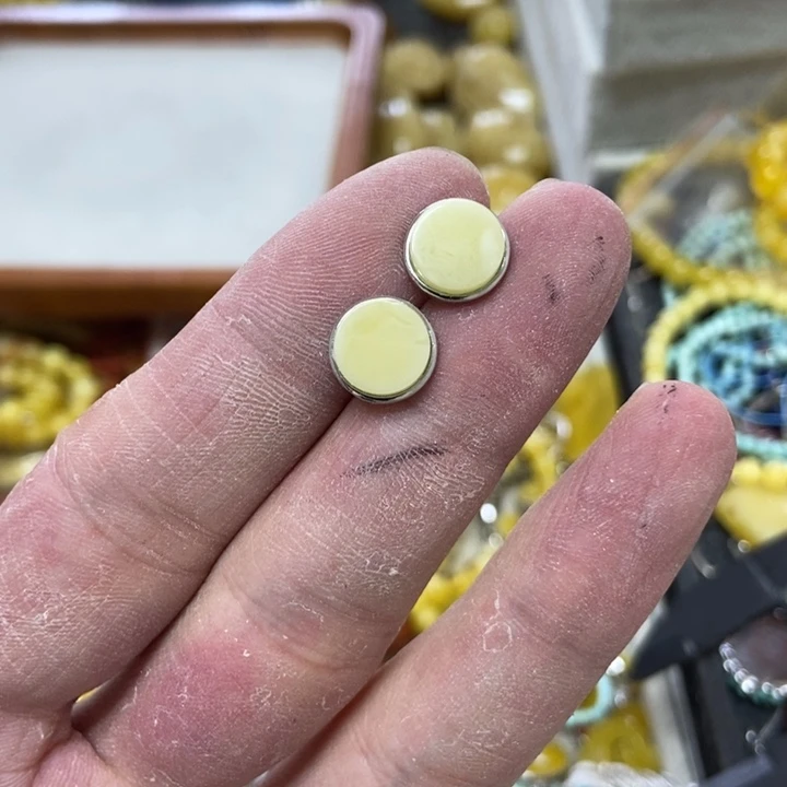 银S925镶嵌蜜蜡裸石多样性发货