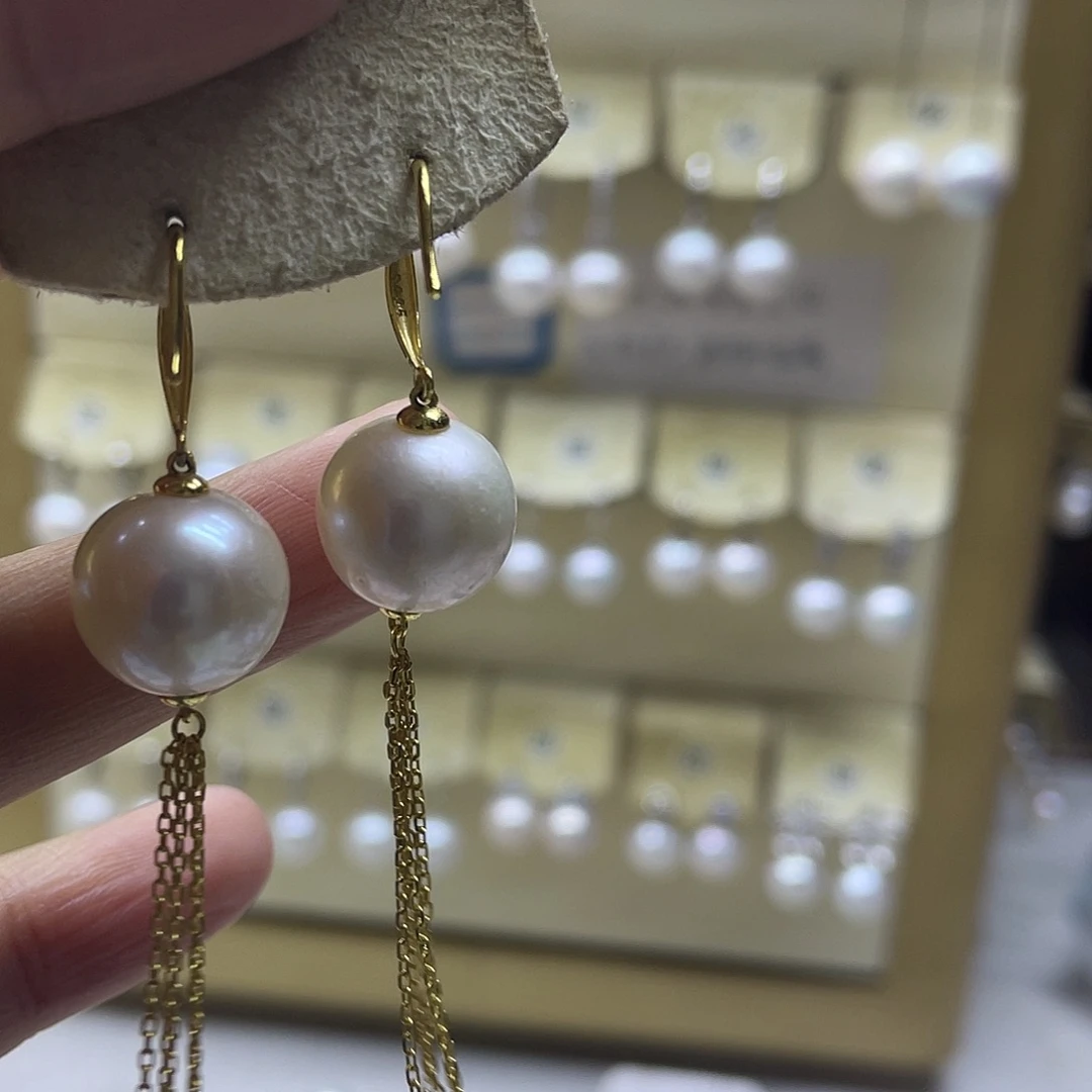 淡水珍珠银S925镶嵌耳饰