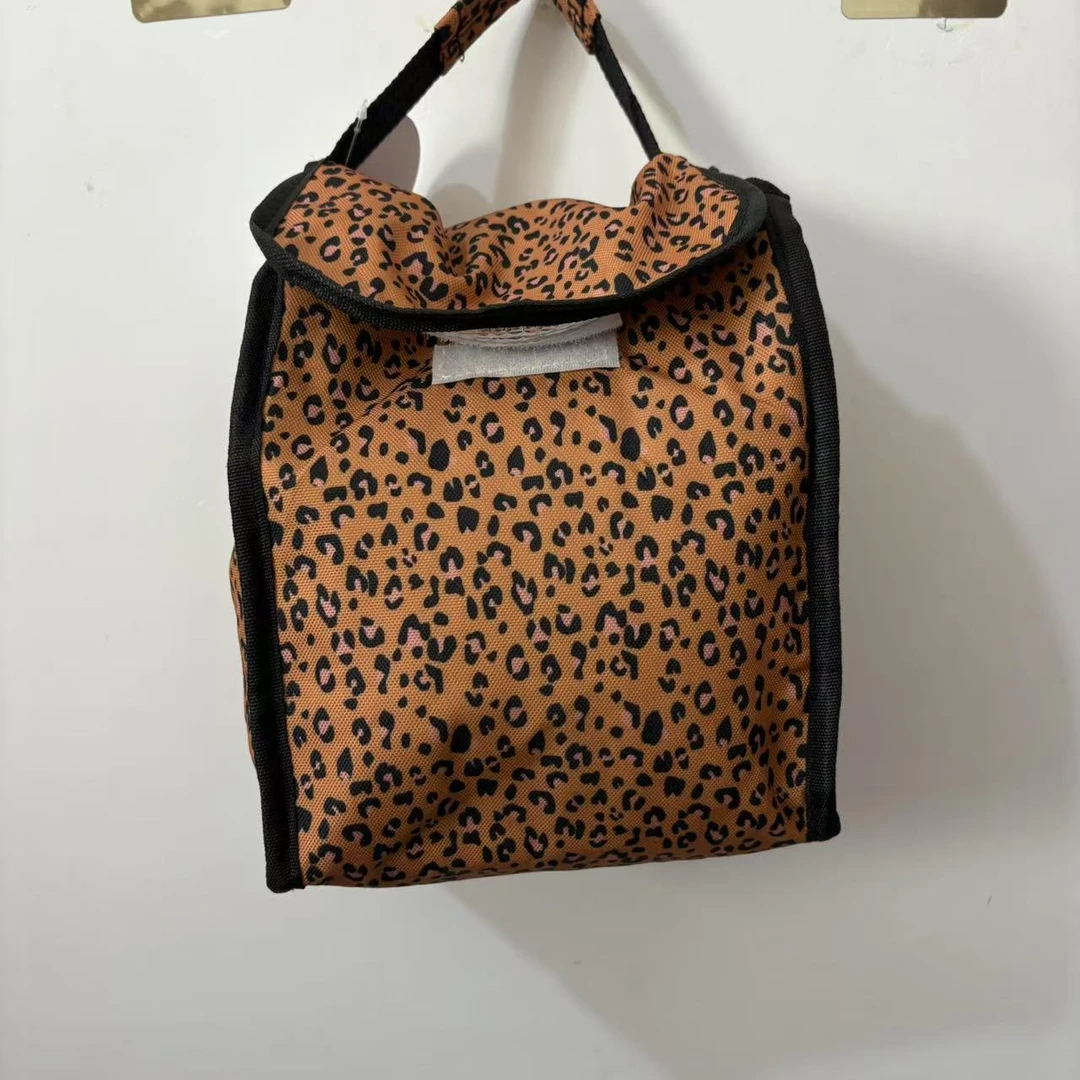 发2个【24*18*13】豹纹手提折叠式便当保温包