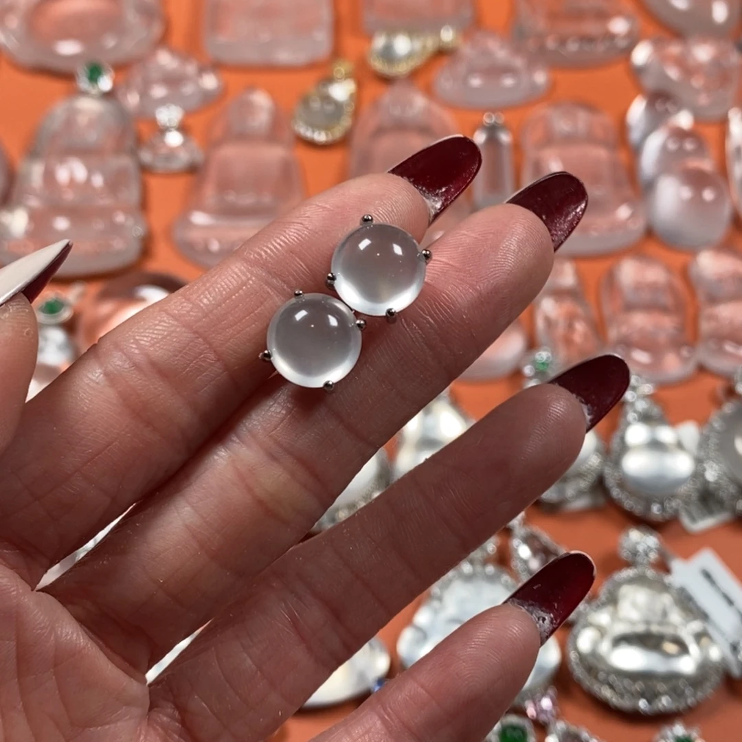 石英质玉合金颈饰卡10钢炮耳钉