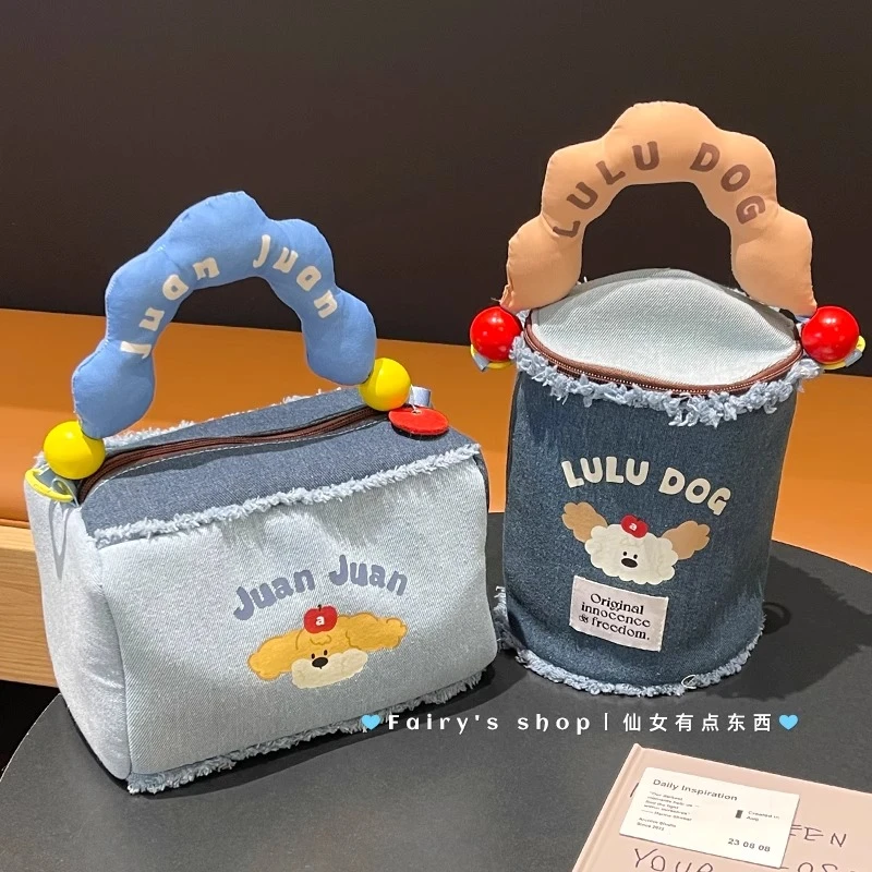 牛仔化妆包女手提包便携旅行外出学生大容量分区新款化妆刷收纳包