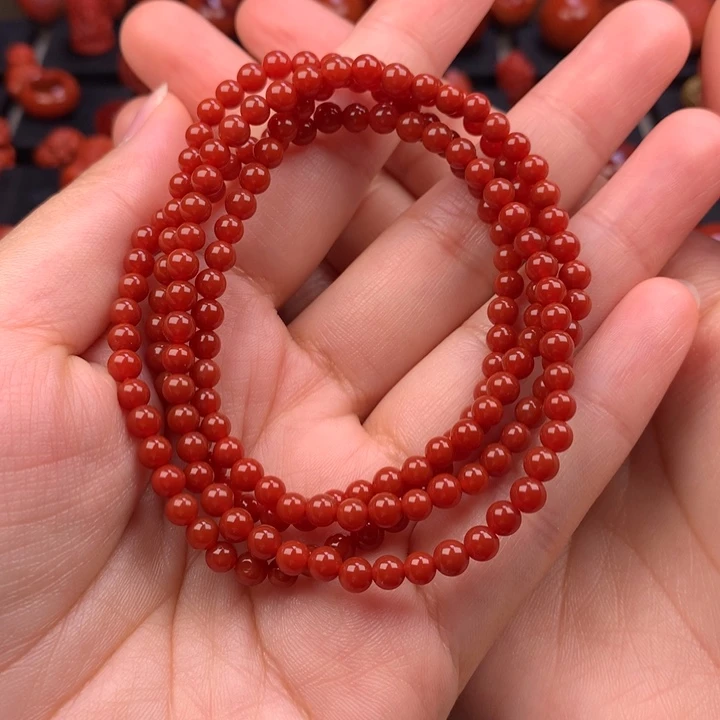 南红玛瑙未镶嵌多圈手串4MM+