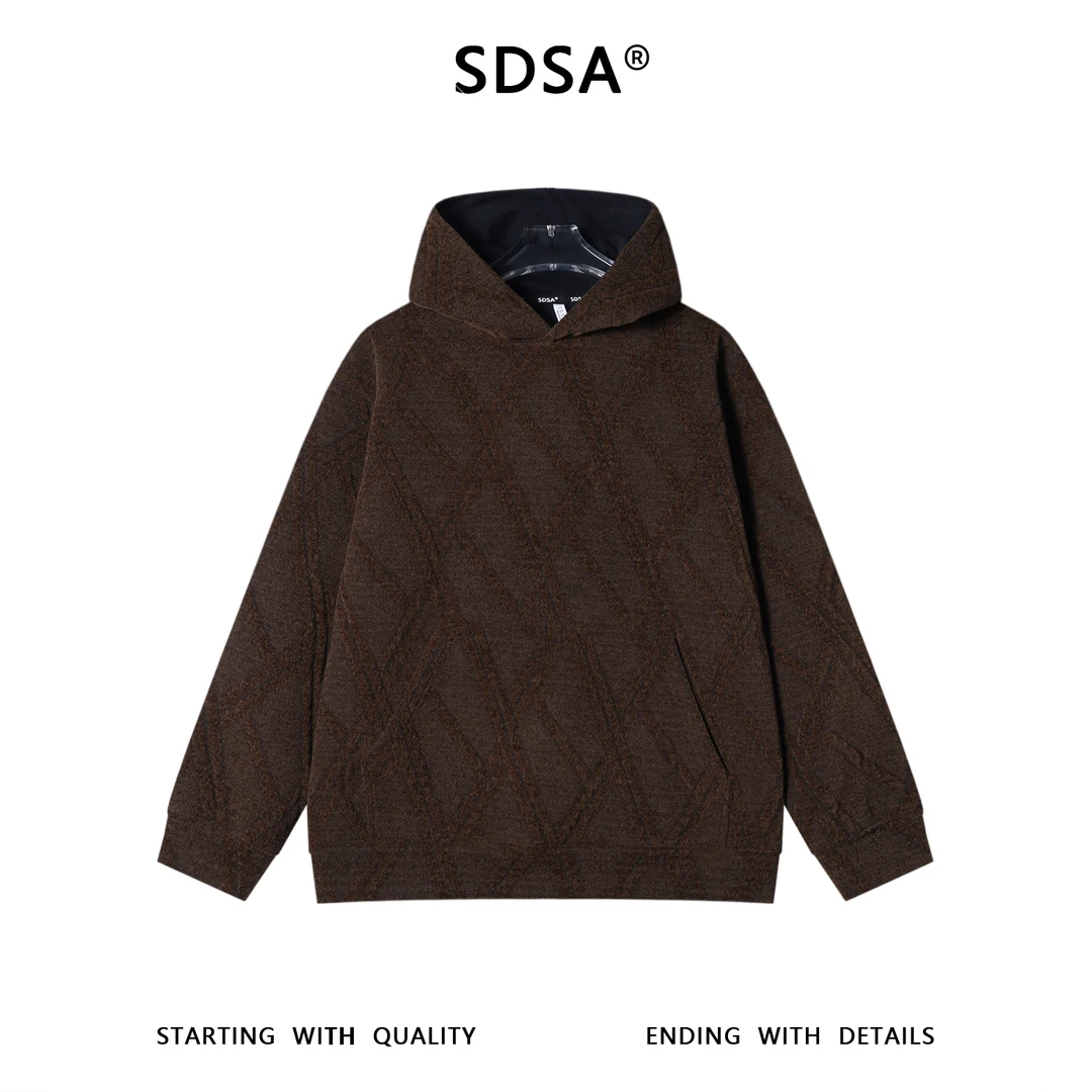 SDSA男士秋冬新款痞帅男装时尚撞色线条连帽卫衣百搭时尚套头上衣