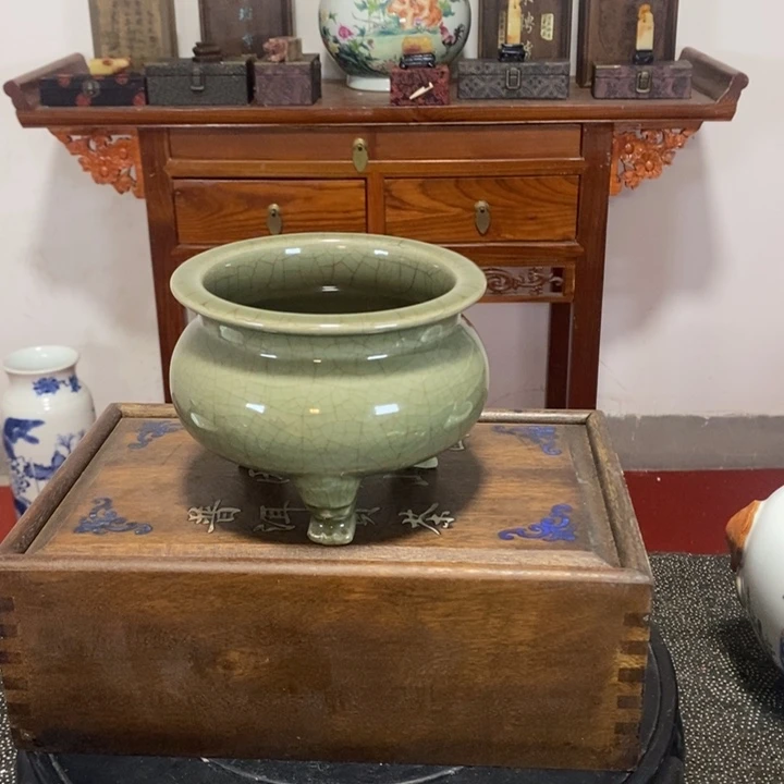 奉***琴摆件香炉青瓷茶具套装