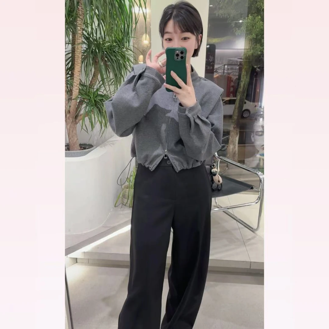 春苗女装    垫肩气质卫衣     新款休闲宽松设计款