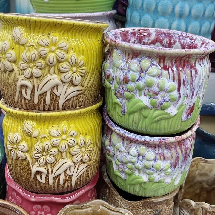 多肉绿植陶瓷花盆9.9包邮，有孔