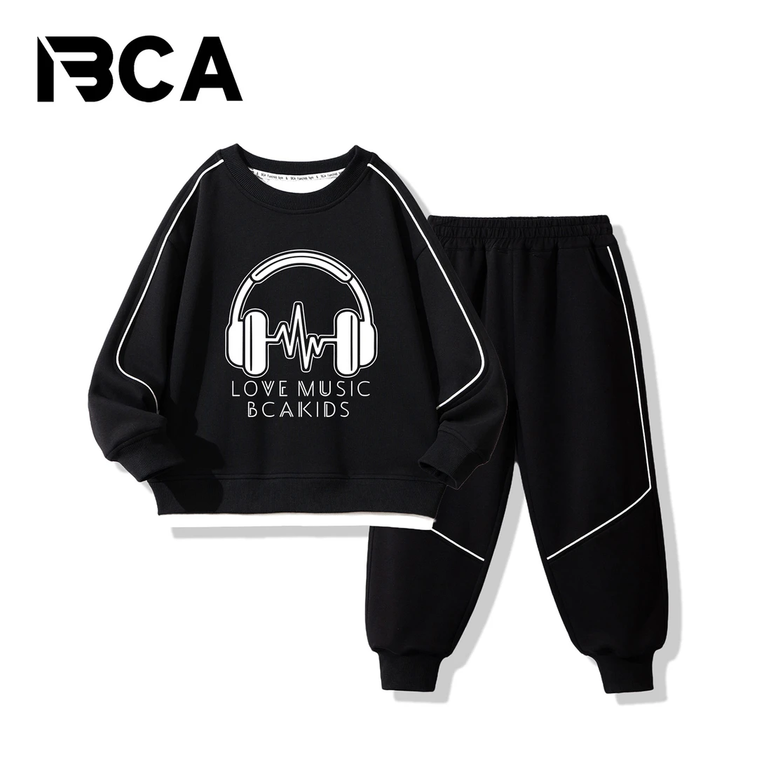 BCA【冠军代言】中大童男童秋季卫衣假两件套装宽松潮酷S-001+GN-1