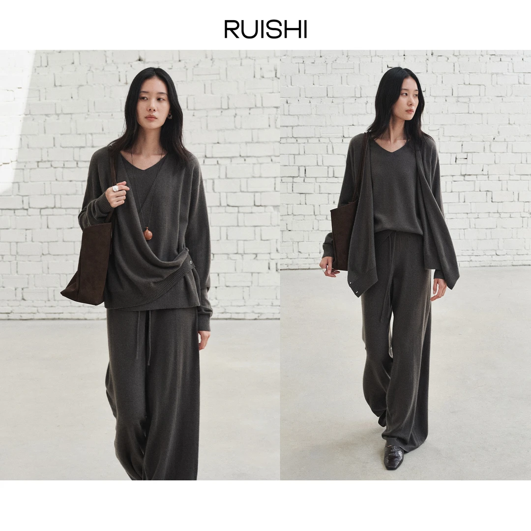 RUISHI芮时“慵懒漫型”多穿法羊毛羊绒毛衫&松紧腰针织阔腿裤
