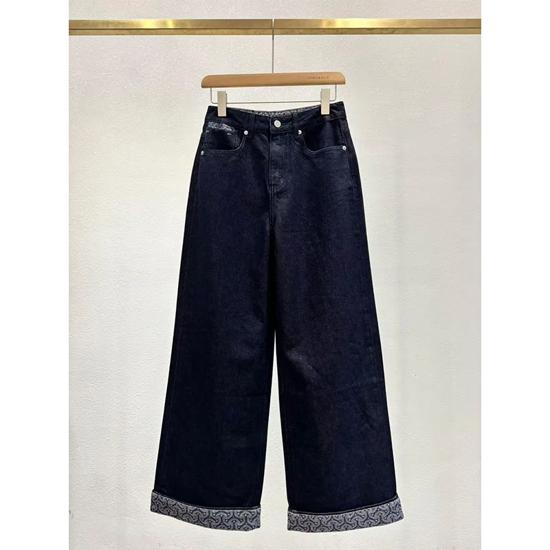 纯棉卷边复古直筒牛仔长裤1940