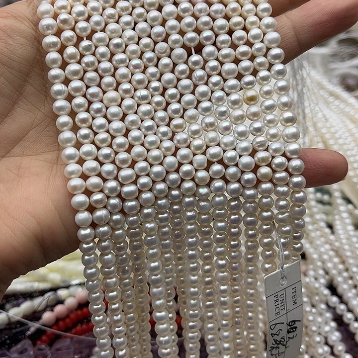 淡水珍珠珠宝半成品未镶嵌一条5mm左右极光珍珠