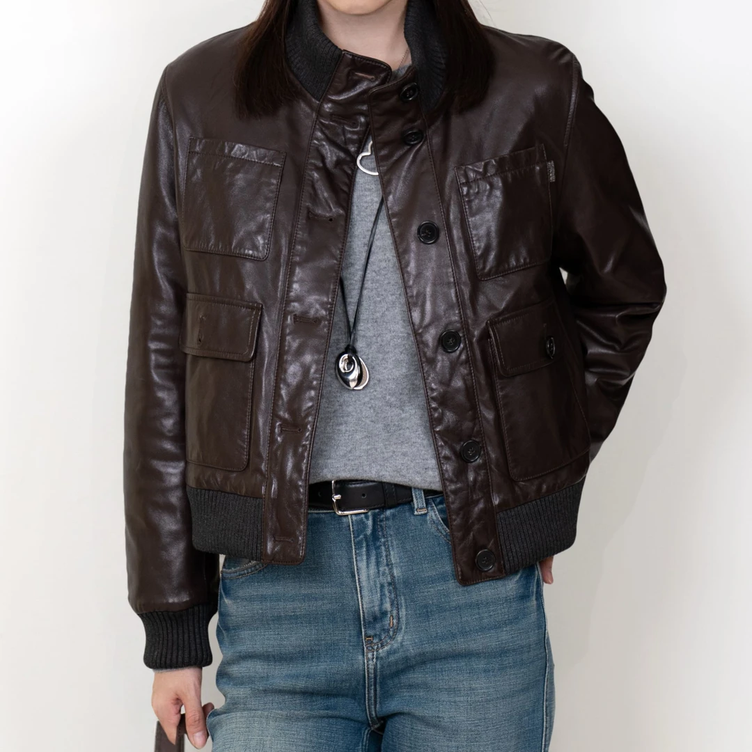 【小钱总】25冬 加绒款  复古风显瘦植鞣皮外套QJH-C184