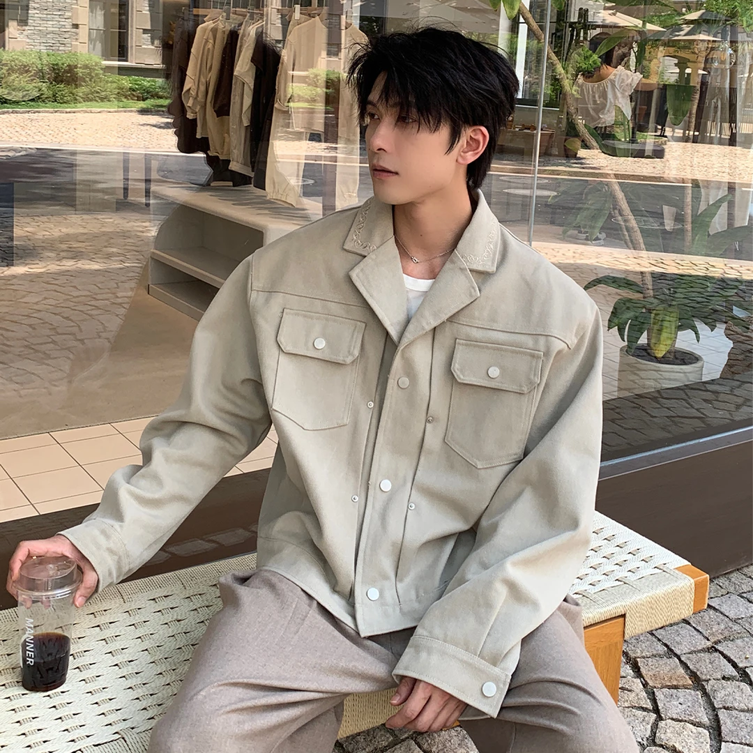 一轩轩轩【琥珀胶卷】秋季刺绣工装ootd穿搭男士翻领夹克外套990882