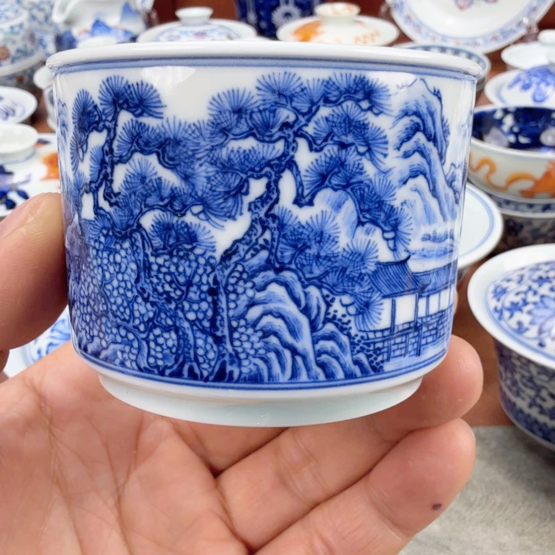 摆件陶瑕疵青花单杯