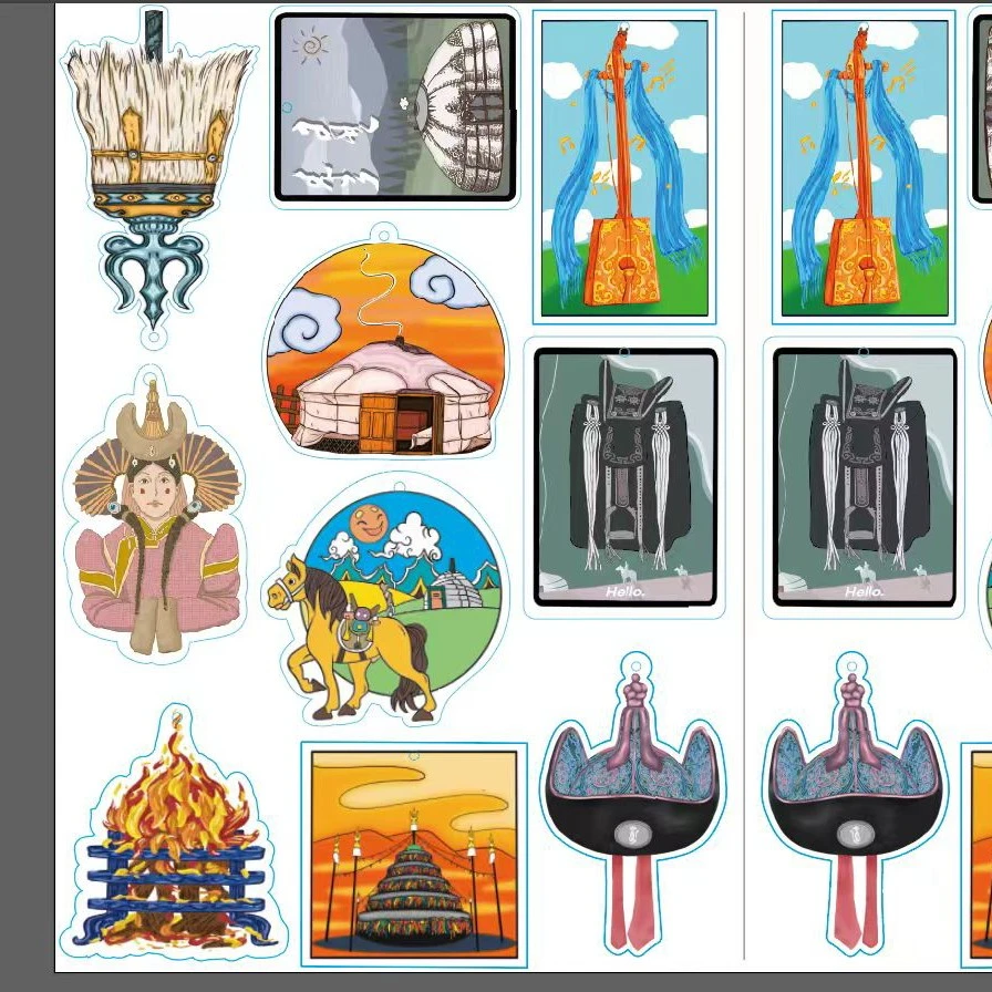 蒙古民族风潮玩车载香片柑橘黑冰沉香家用挂件后视镜挂饰