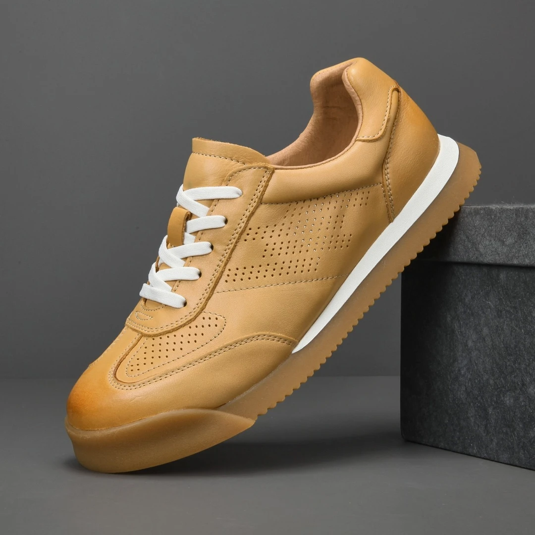 欧洲潮牌男士2025新款低帮真皮透气百搭休闲版鞋时尚男版鞋子男鞋