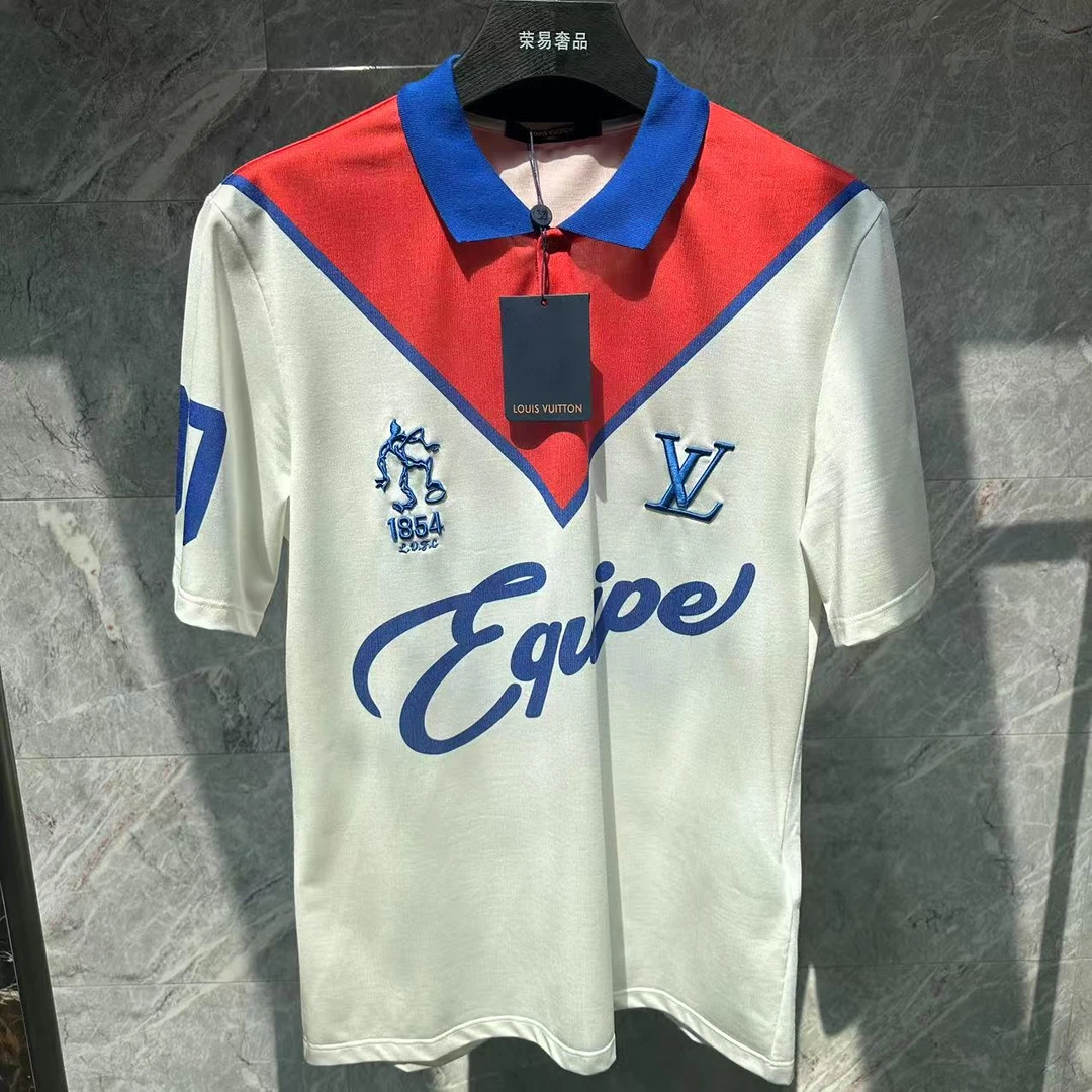 未使用 LouisVuitton/路易威登 字母LOGO刺绣POLO短袖/L码