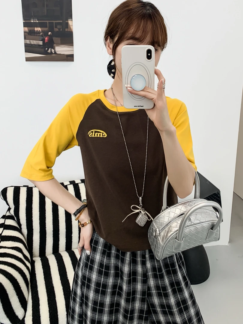 字母印花短袖休闲时尚百搭风潮流T恤中袖纯棉