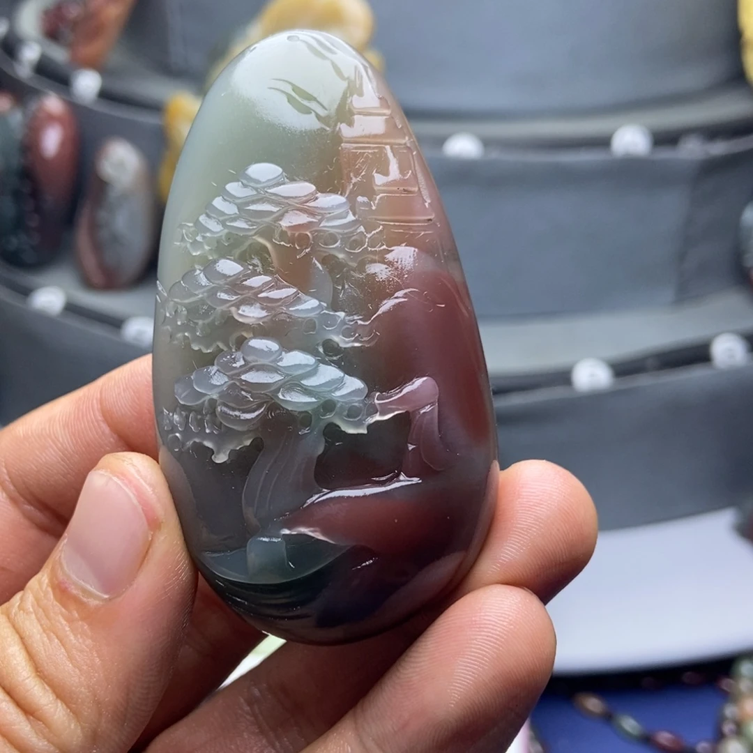 海***鸥玛瑙/玉髓未镶嵌颈饰